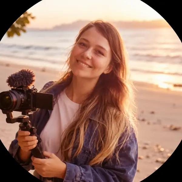 Porträt einer lächelnden Content-Creatorin